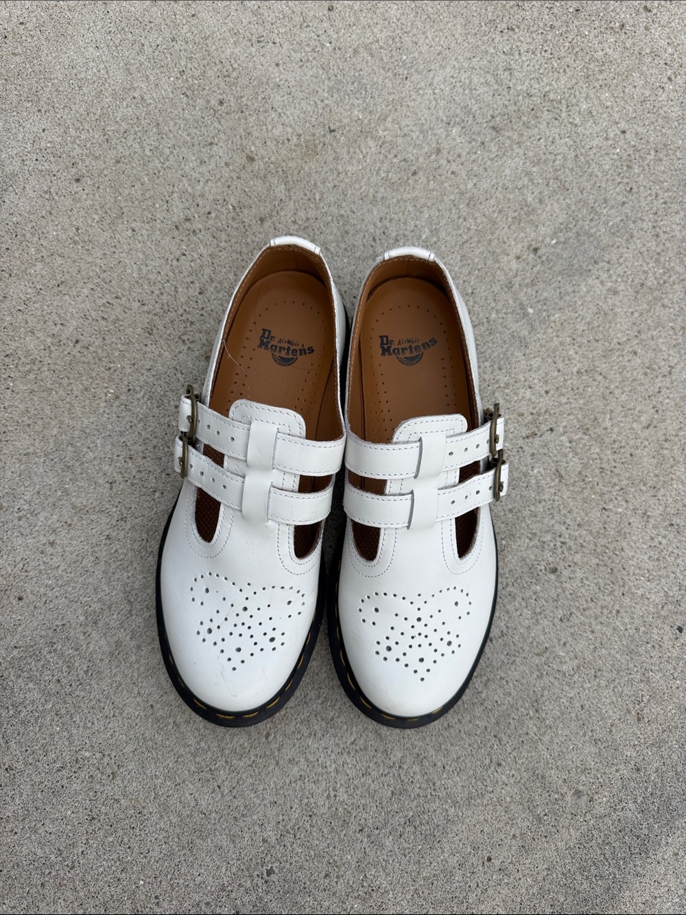 Dr. Martens Leather Mary Jane Shoes White